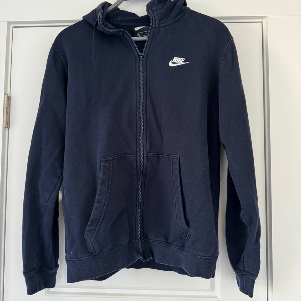 Nike Navy Zip-Up Hoodie with White Swoosh